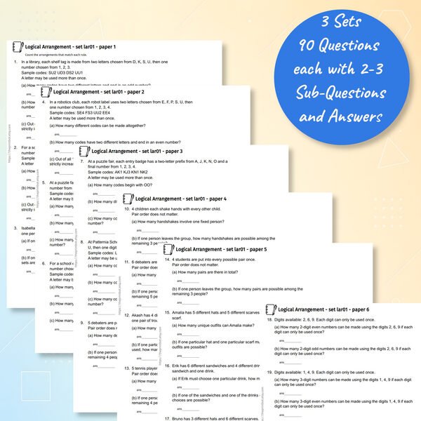 Logical Arrangement printable practice papers and answer pages
