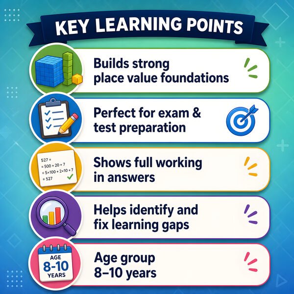 Key learning benefits for number sense worksheets including place value and confidence