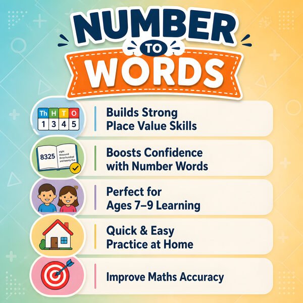 Key learning points for number words worksheets including converting numbers into written words