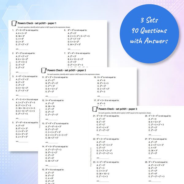 Powers Check printable practice papers and answer pages