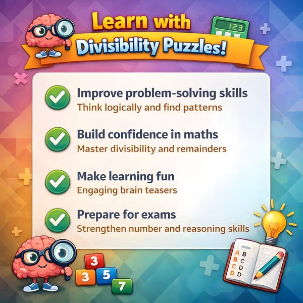 Key learning benefits for remainder riddle worksheets including divisibility and reasoning
