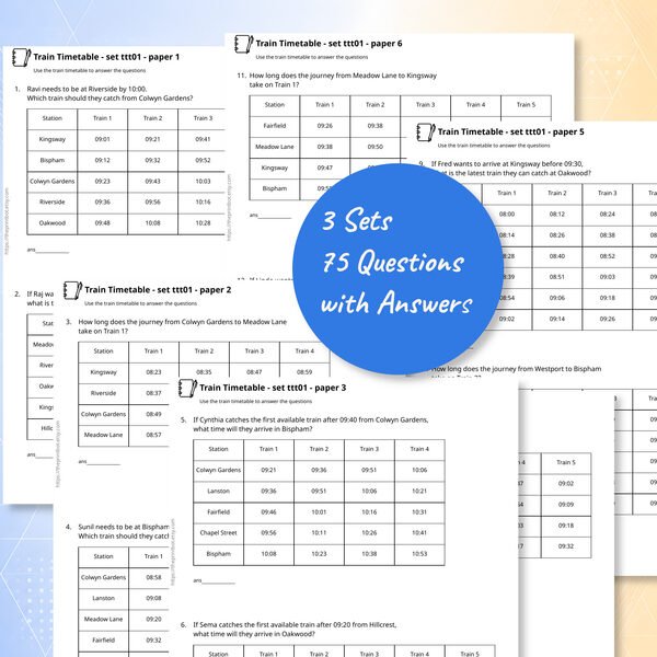 Train timetable practice papers